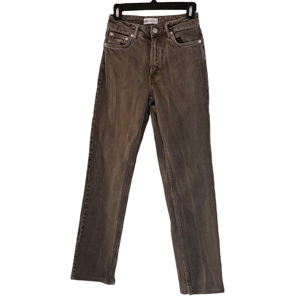 Zara brown denim straight leg jeans
